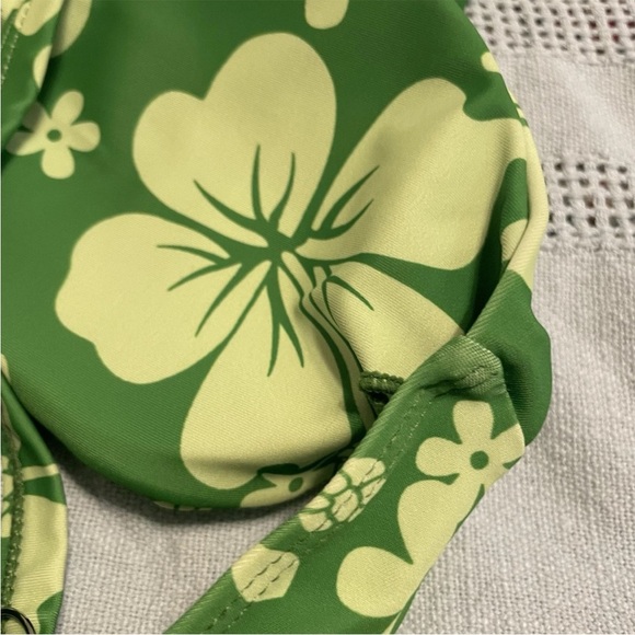 NEW SHEIN Green Floral Bikini Swimsuit BEACH 2 Pc Woman’s L Swim Y2K 90’s SURF - Picture 9 of 11